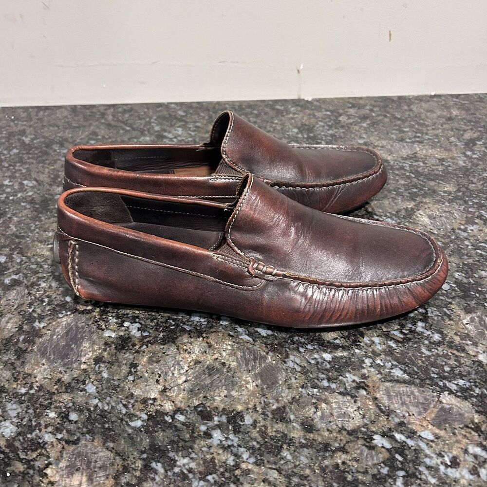 Johnston & Murphy Danley Venetian Brown Leather Driving Loafers Men's Size 9.5 M